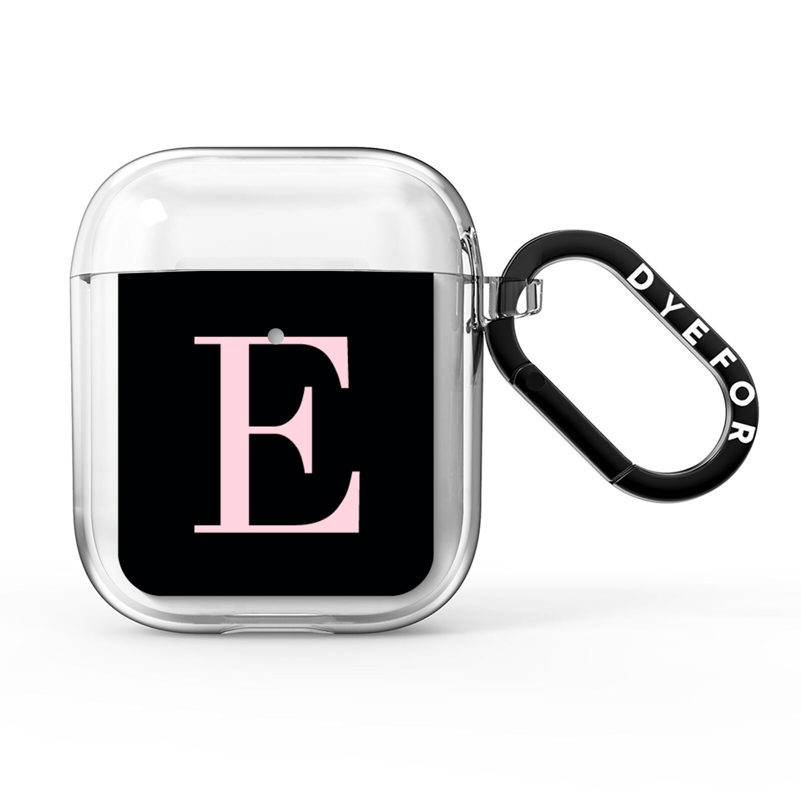 Black with Pink Personalised Monogram AirPods Clear Case