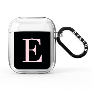 Black with Pink Personalised Monogram AirPods Case