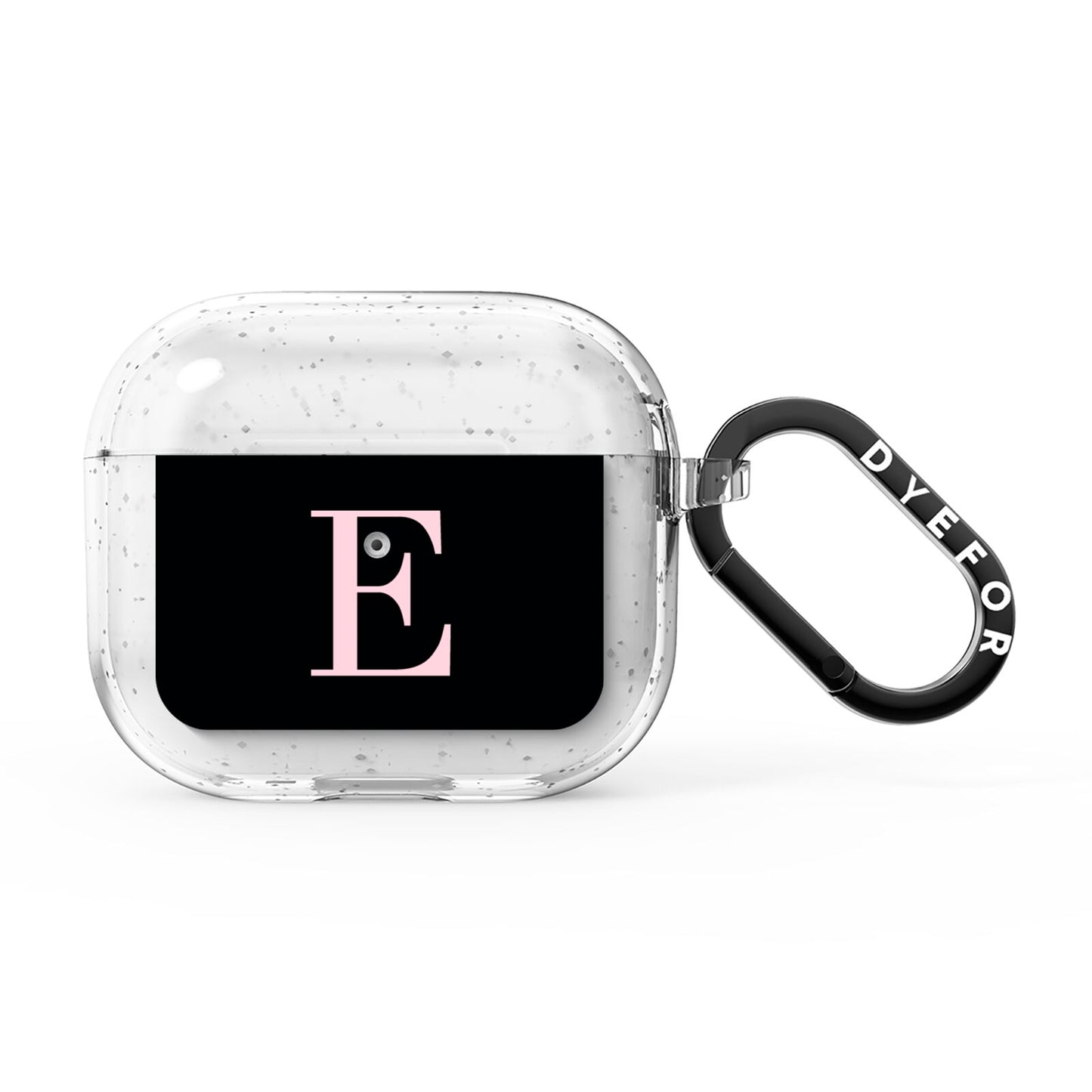 Black with Pink Personalised Monogram AirPods Glitter Case 3rd Gen