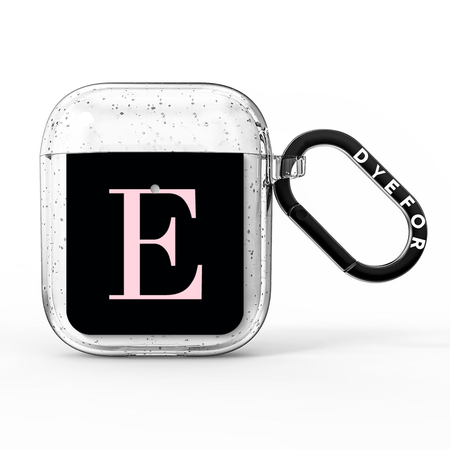 Black with Pink Personalised Monogram AirPods Glitter Case
