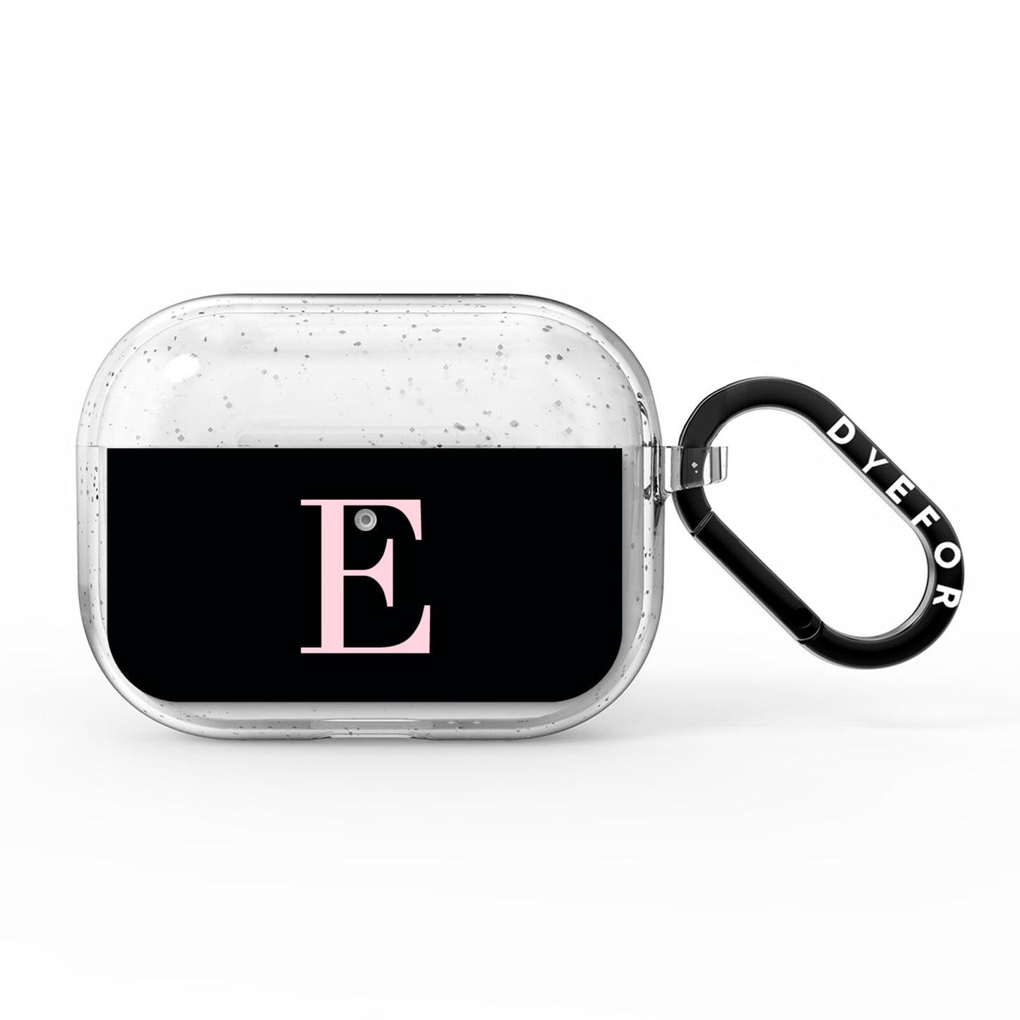 Black with Pink Personalised Monogram AirPods Pro Glitter Case
