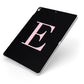 Black with Pink Personalised Monogram Apple iPad Case on Silver iPad Side View