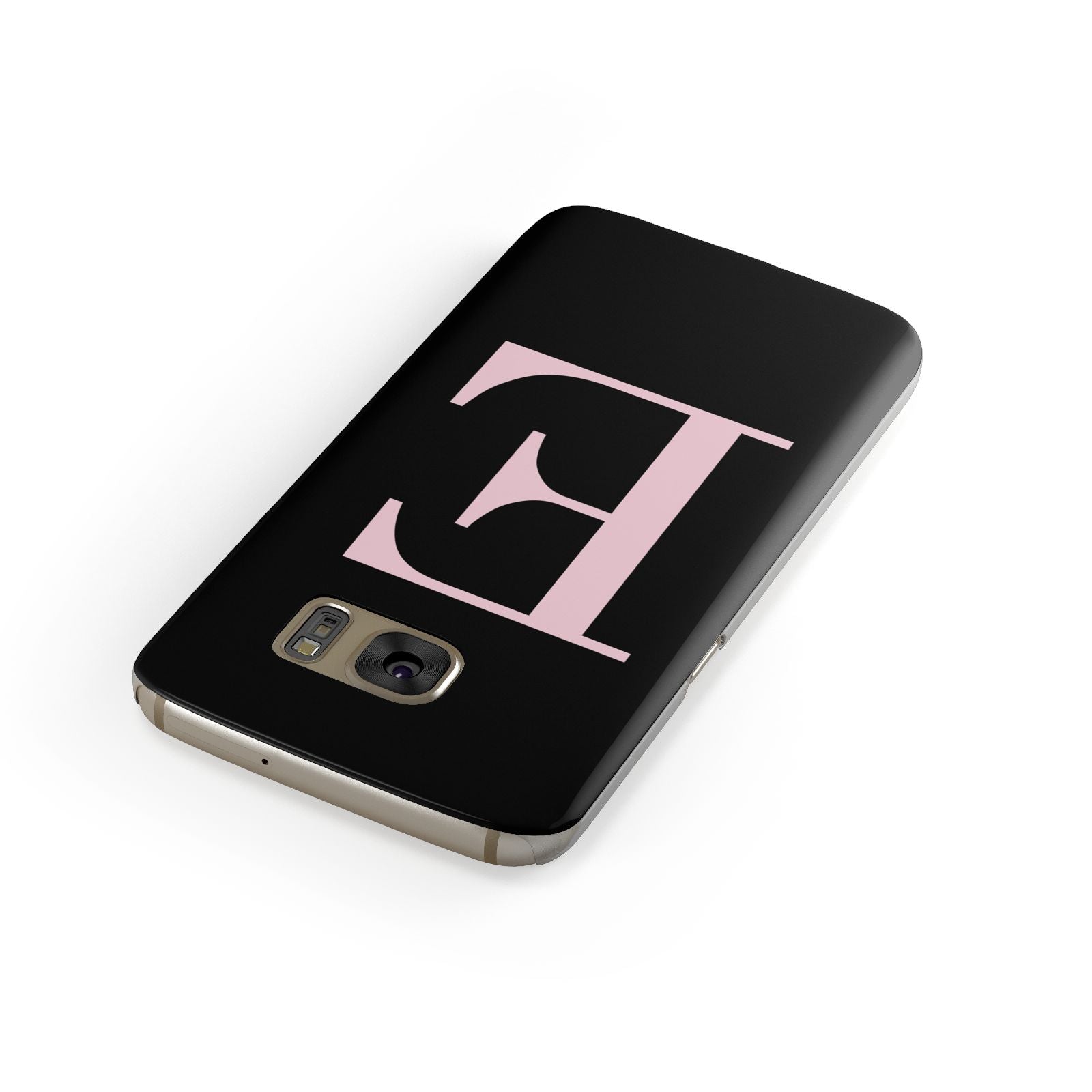 Black with Pink Personalised Monogram Samsung Galaxy Case Front Close Up