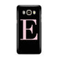 Black with Pink Personalised Monogram Samsung Galaxy J7 2016 Case on gold phone