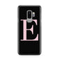 Black with Pink Personalised Monogram Samsung Galaxy S9 Plus Case on Silver phone