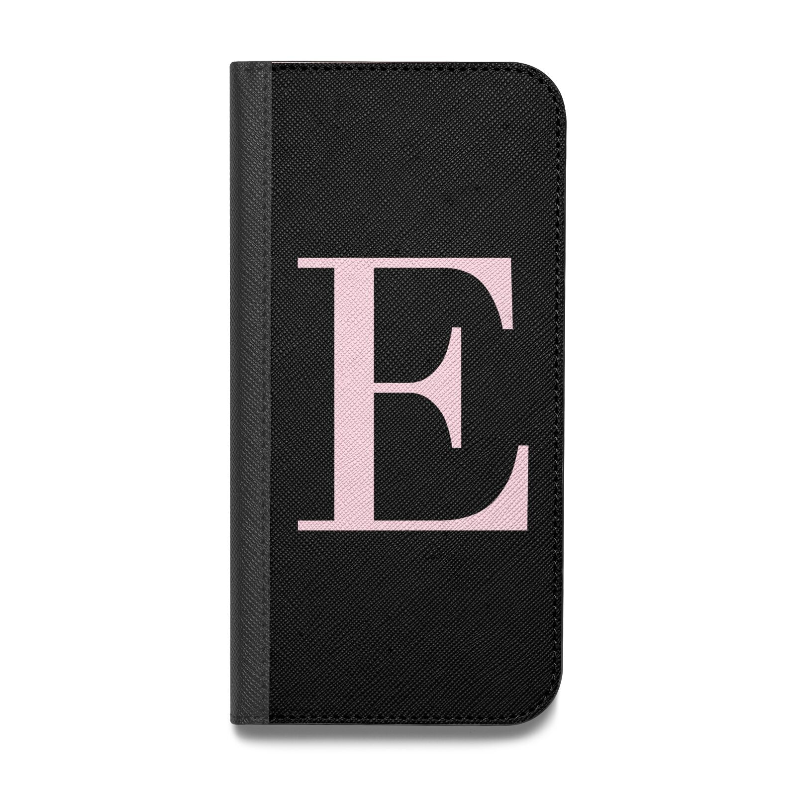 Black with Pink Personalised Monogram Vegan Leather Flip Samsung Case