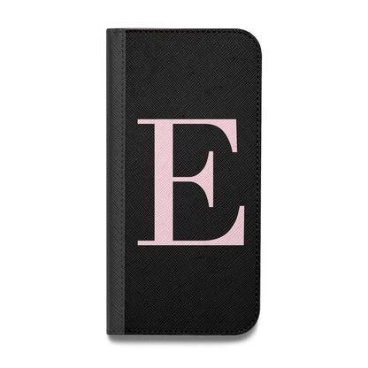 Black with Pink Personalised Monogram Vegan Leather Flip iPhone Case