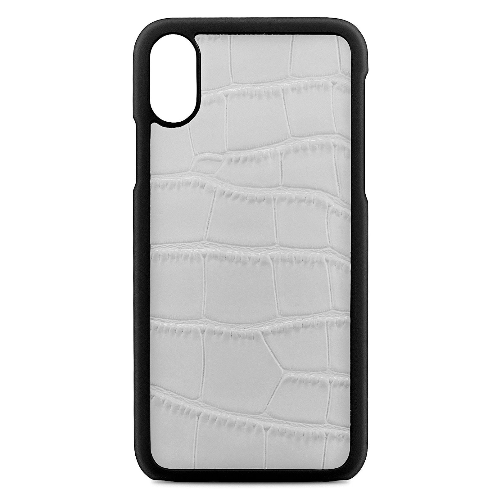 Blank Personalised Grey Croc Leather iPhone X Case