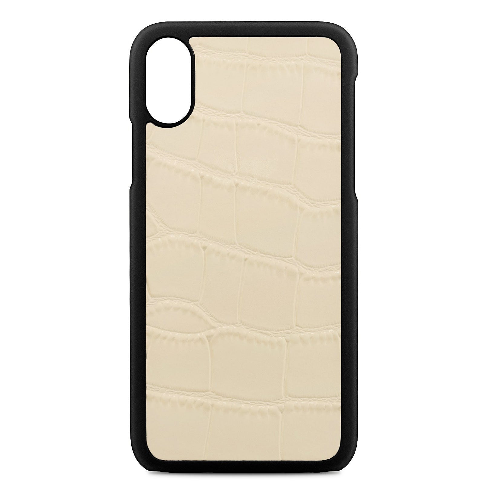 Blank Personalised Ivory Croc Leather iPhone X Case