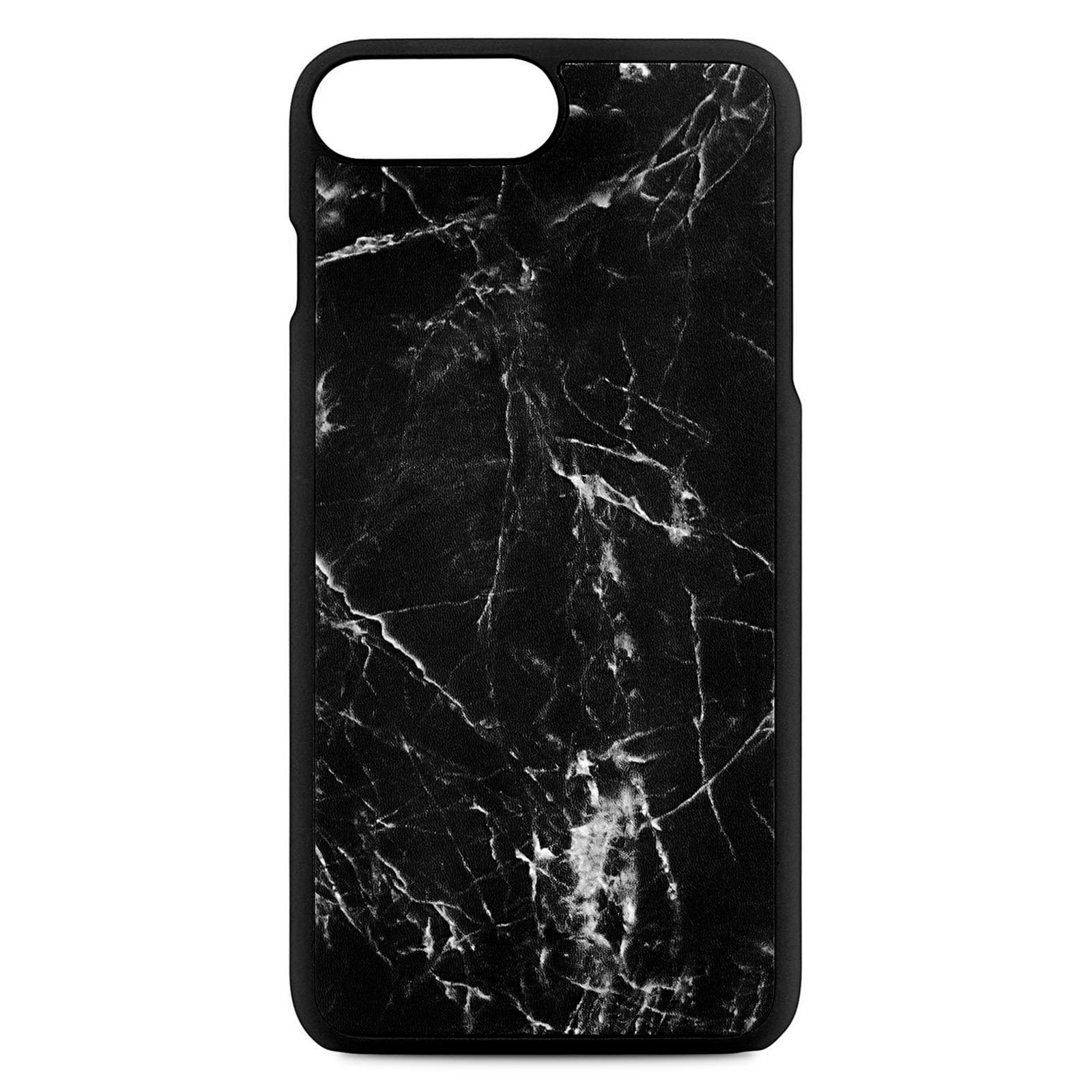 Blank Personalised Black Marble Leather iPhone 8 Plus Case