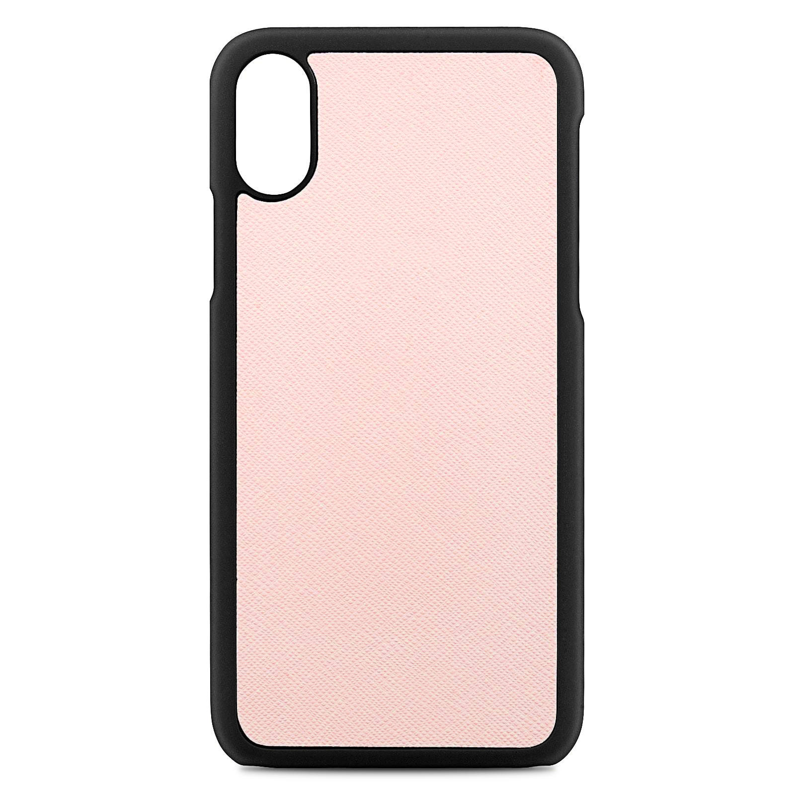 Blank Personalised Pink Saffiano Leather iPhone X Case
