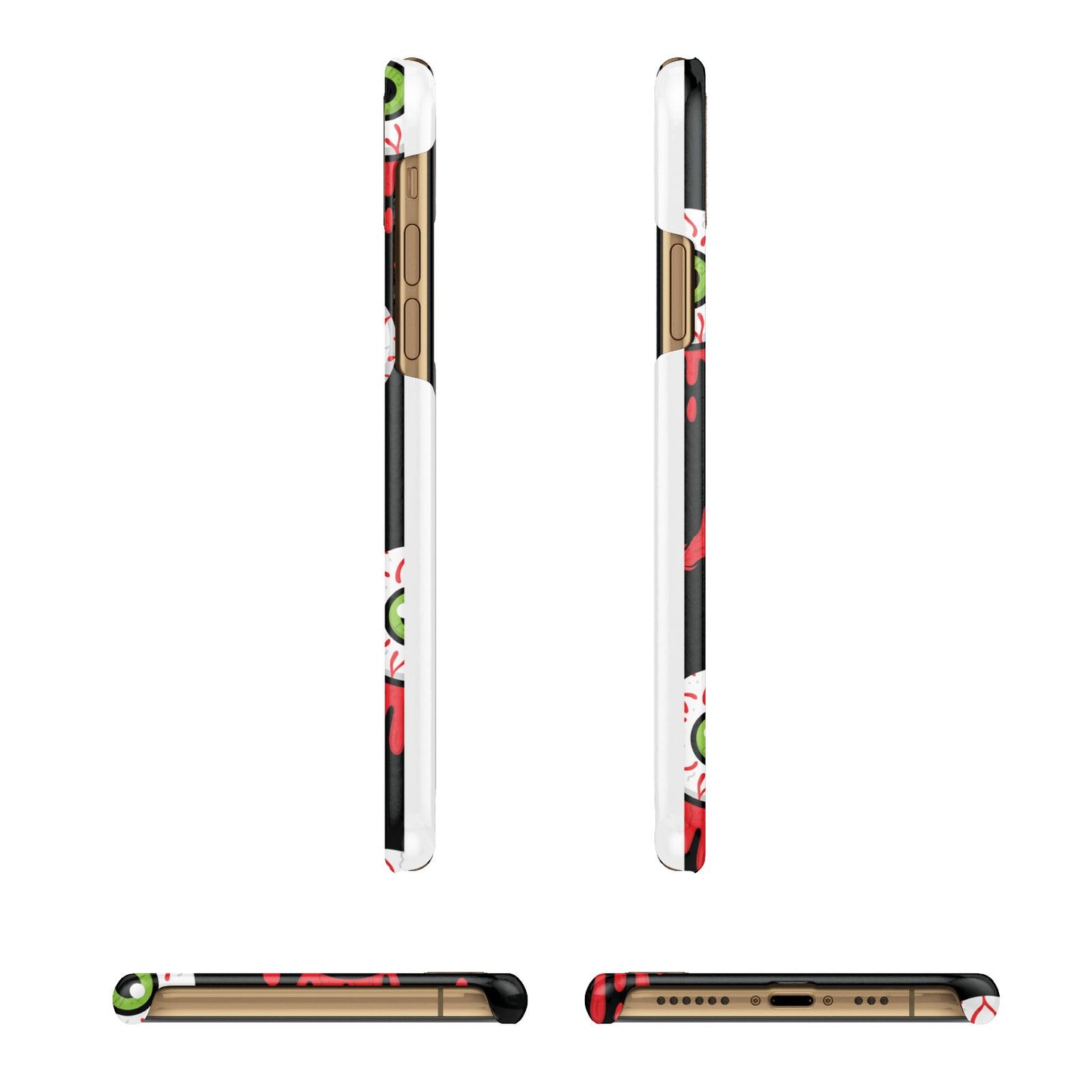 Bleeding Eyeballs Apple iPhone Xs 3D Wrap Snap Case Angled Images