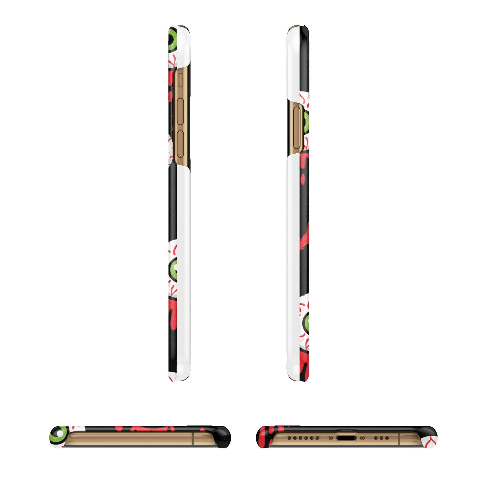 Bleeding Eyeballs Apple iPhone Xs 3D Wrap Snap Case Angled Images