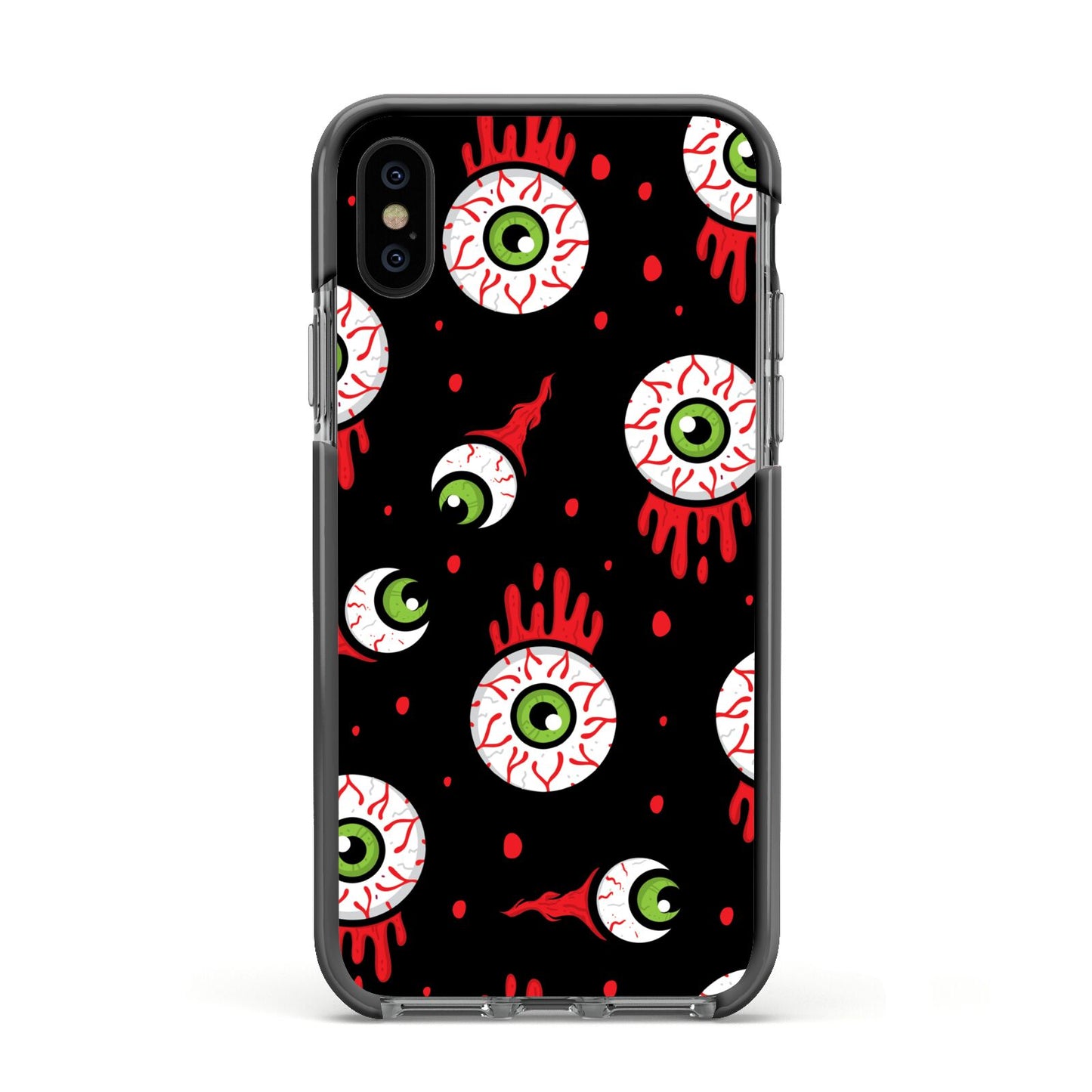 Bleeding Eyeballs Apple iPhone Xs Impact Case Black Edge on Black Phone