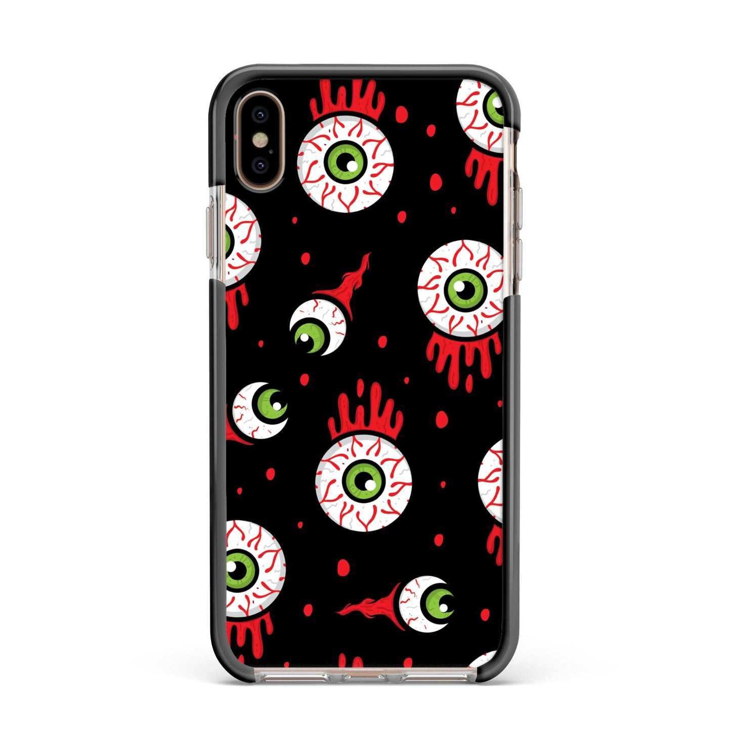 Bleeding Eyeballs Apple iPhone Xs Max Impact Case Black Edge on Gold Phone