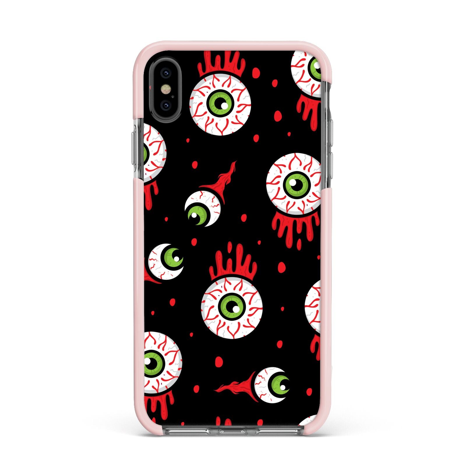 Bleeding Eyeballs Apple iPhone Xs Max Impact Case Pink Edge on Black Phone