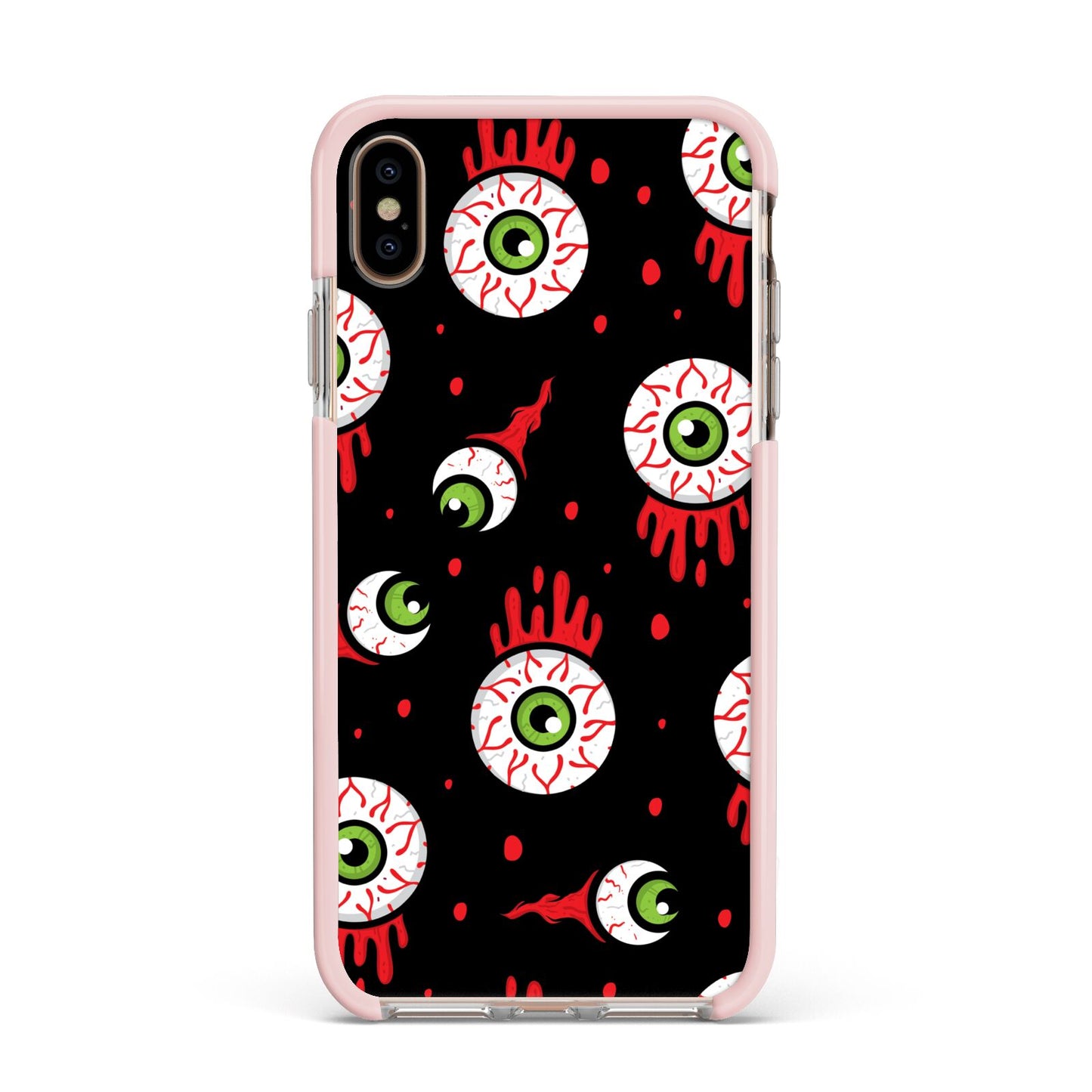 Bleeding Eyeballs Apple iPhone Xs Max Impact Case Pink Edge on Gold Phone