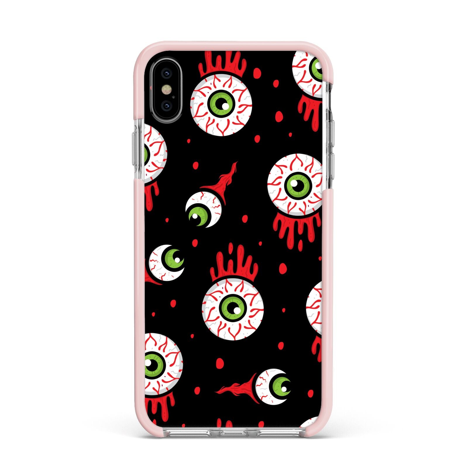 Bleeding Eyeballs Apple iPhone Xs Max Impact Case Pink Edge on Silver Phone