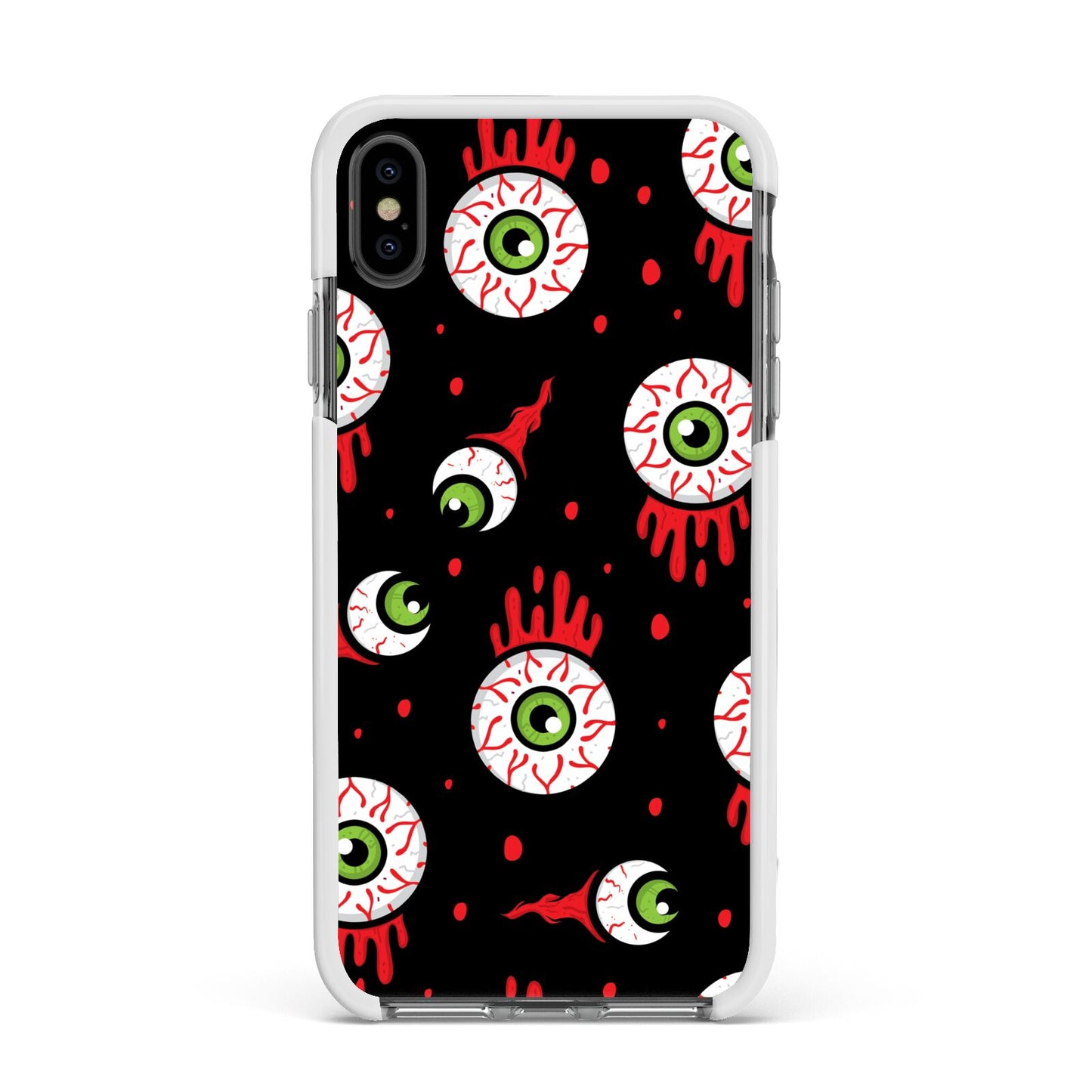 Bleeding Eyeballs Apple iPhone Xs Max Impact Case White Edge on Black Phone