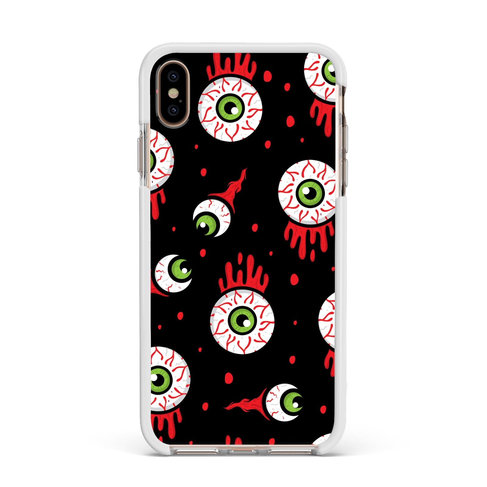 Bleeding Eyeballs Apple iPhone Xs Max Impact Case White Edge on Gold Phone