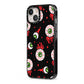 Bleeding Eyeballs iPhone 13 Black Impact Case Side Angle on Silver phone