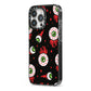 Bleeding Eyeballs iPhone 13 Pro Black Impact Case Side Angle on Silver phone