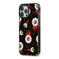 Bleeding Eyeballs iPhone 13 Pro Max Black Impact Case Side Angle on Silver phone