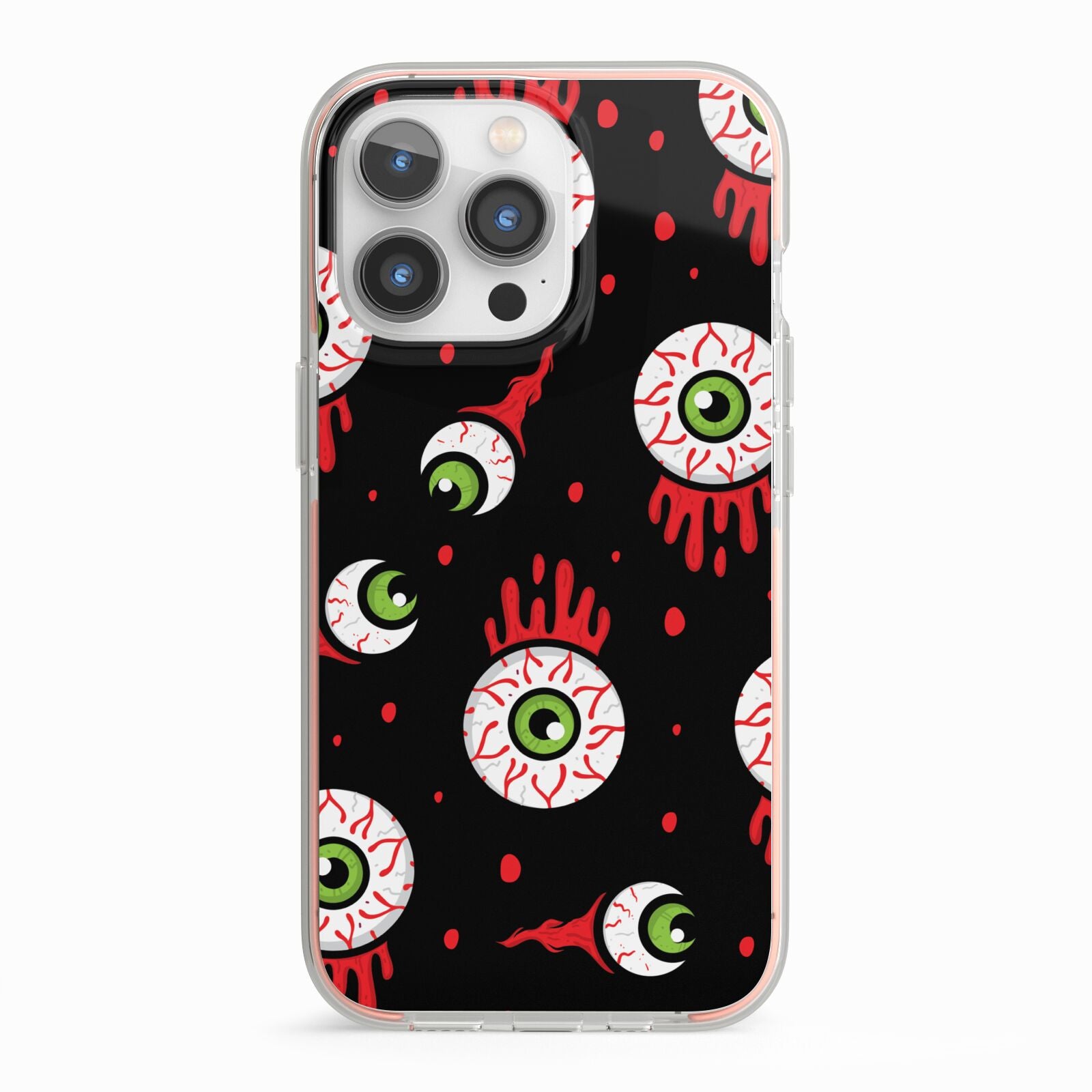 Bleeding Eyeballs iPhone 13 Pro TPU Impact Case with Pink Edges
