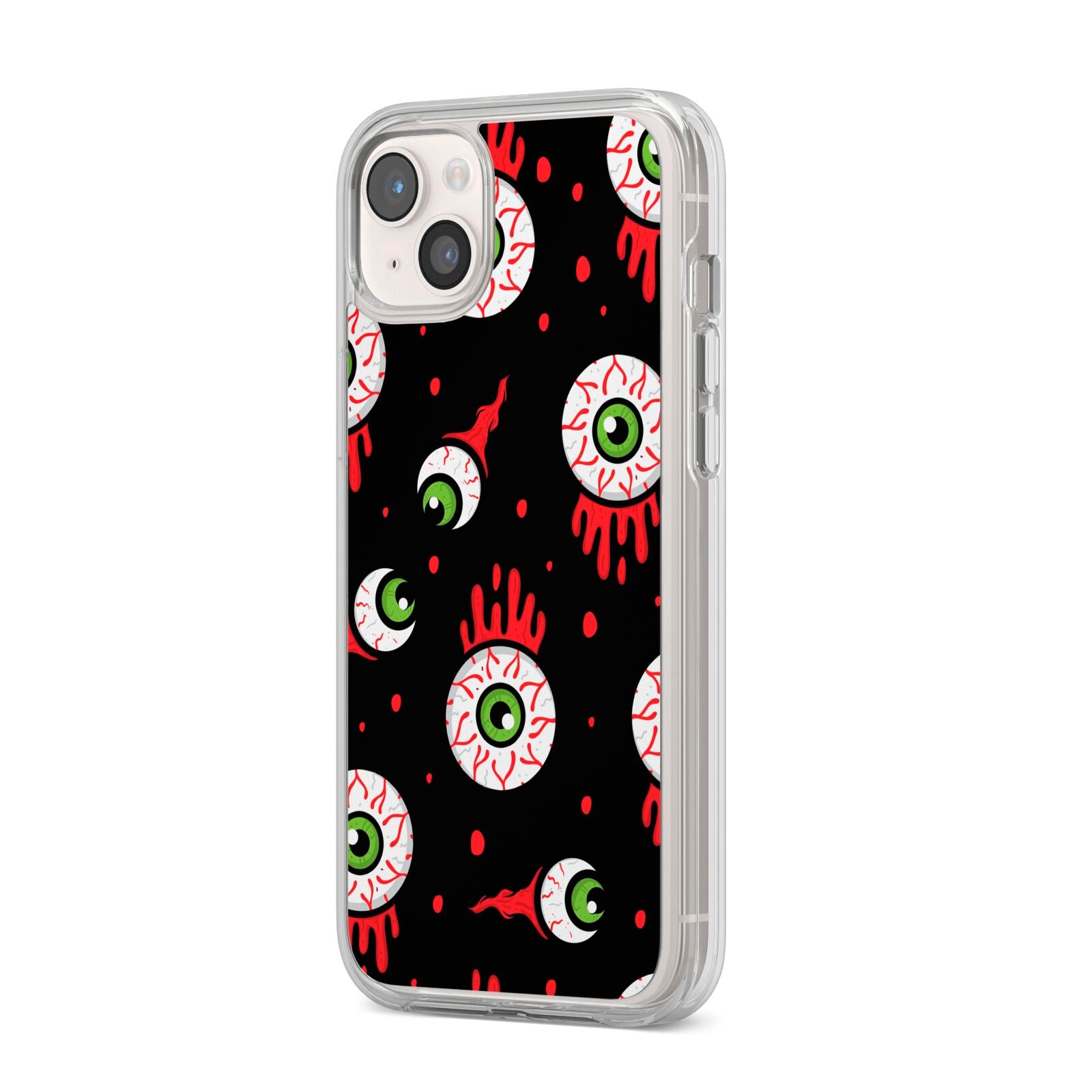 Bleeding Eyeballs iPhone 14 Plus Clear Tough Case Starlight Angled Image