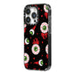 Bleeding Eyeballs iPhone 14 Pro Black Impact Case Side Angle on Silver phone