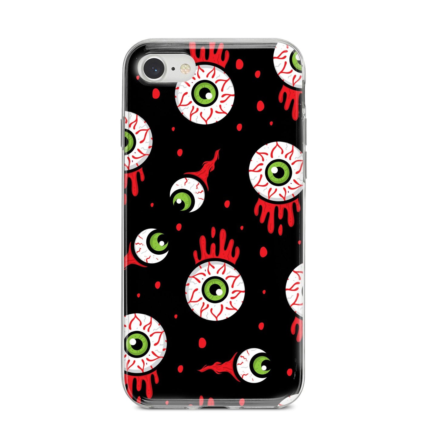 Bleeding Eyeballs iPhone 8 Bumper Case on Silver iPhone