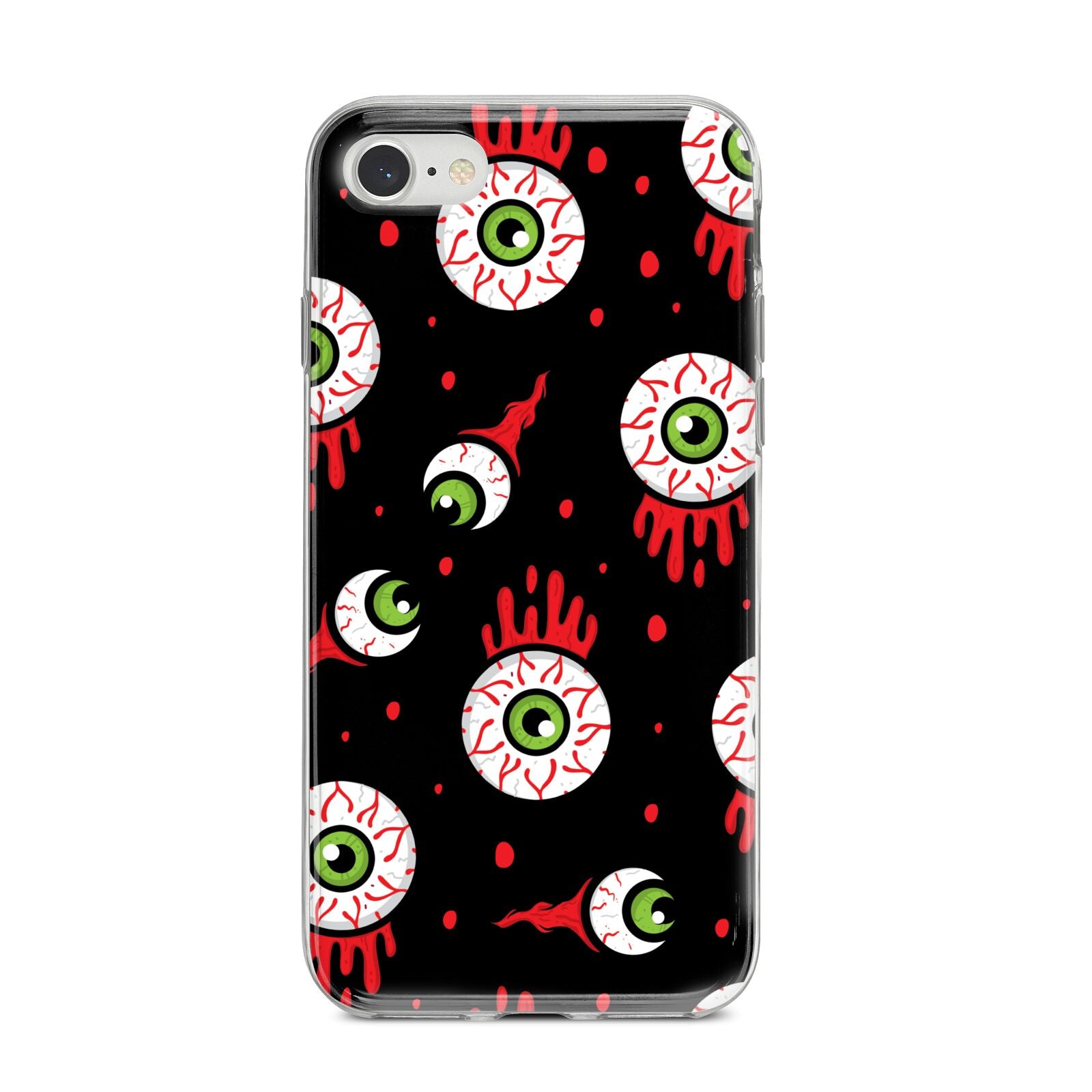 Bleeding Eyeballs iPhone 8 Bumper Case on Silver iPhone