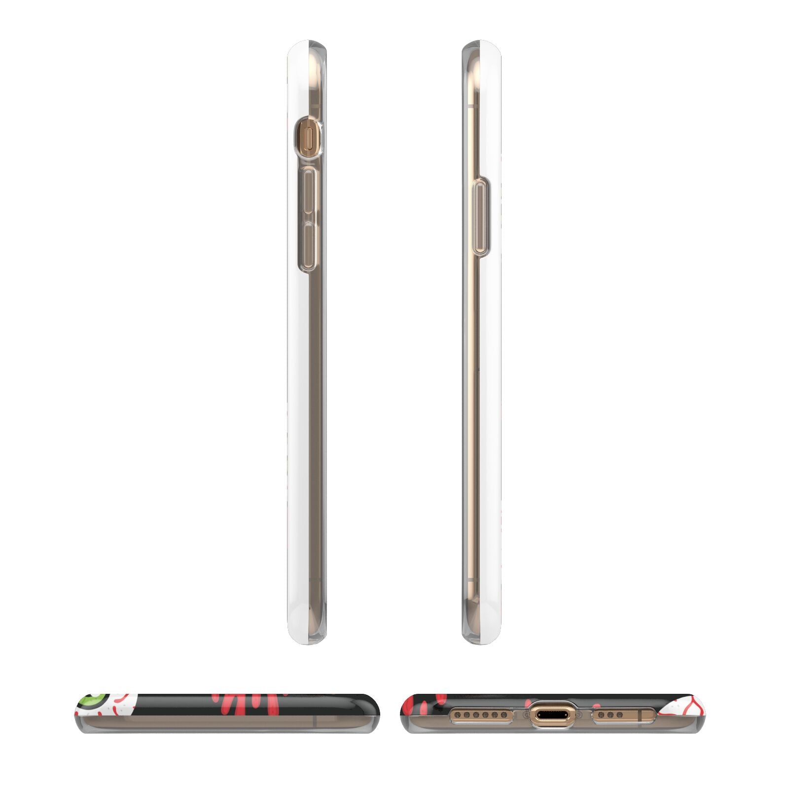 Bleeding Eyeballs iPhone XS 3D Tough Case in Gold Angled Images