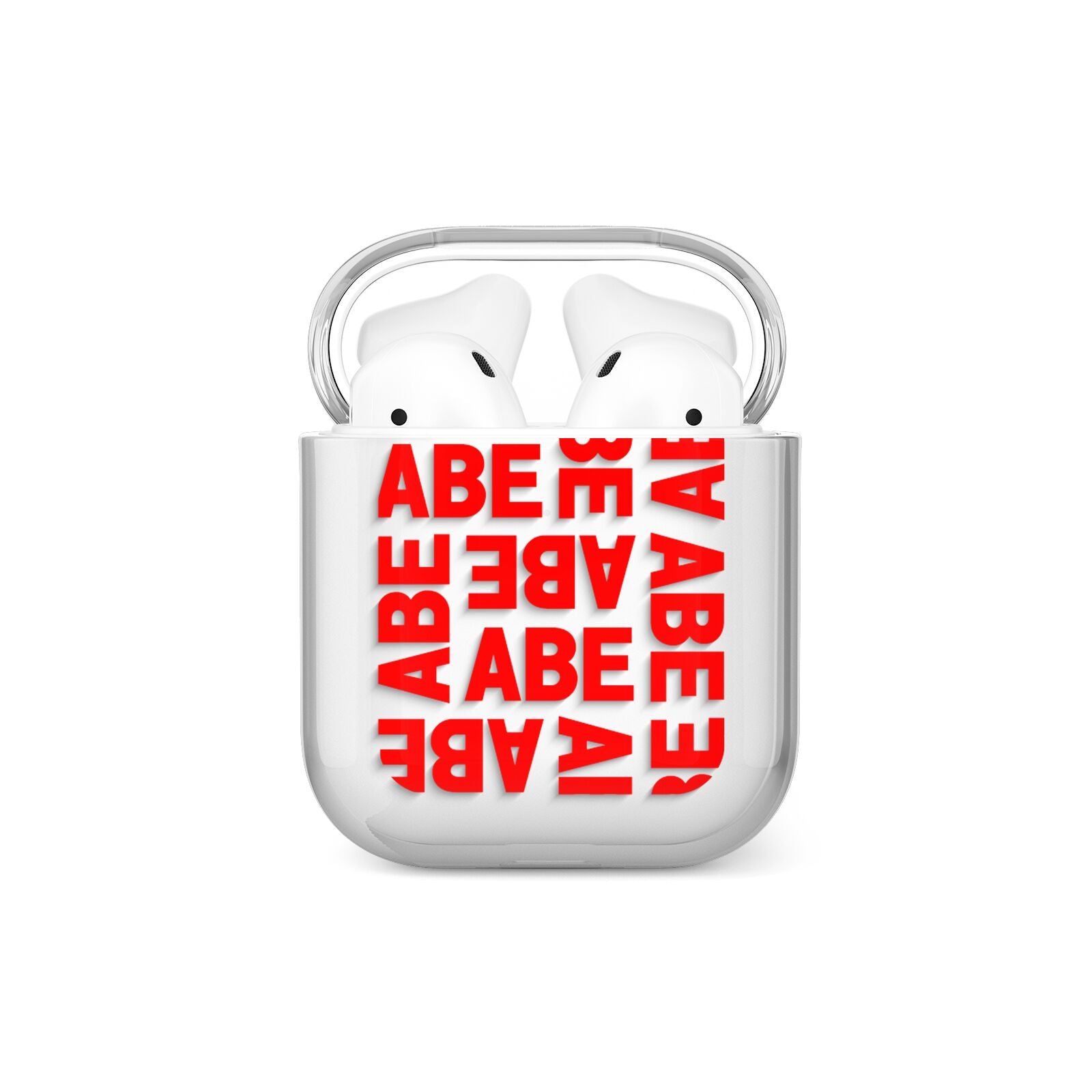Block Red Custom Text AirPods Case