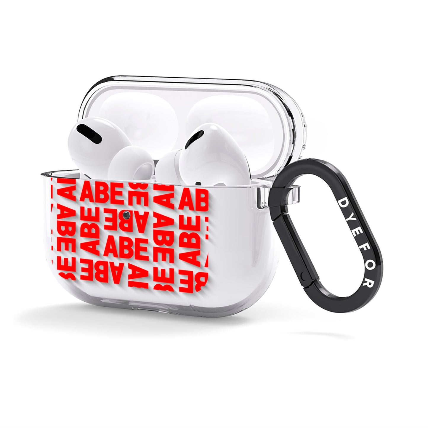 Block Red Custom Text AirPods Clear Case 3rd Gen Side Image