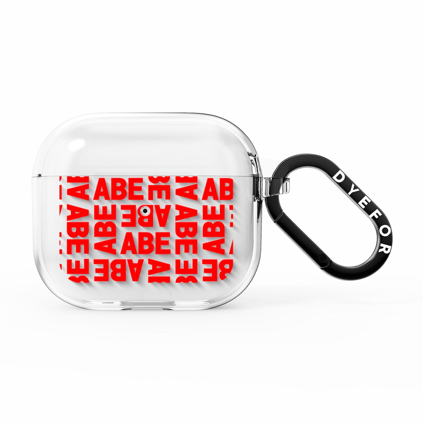 Block Red Custom Text AirPods Clear Case 3rd Gen