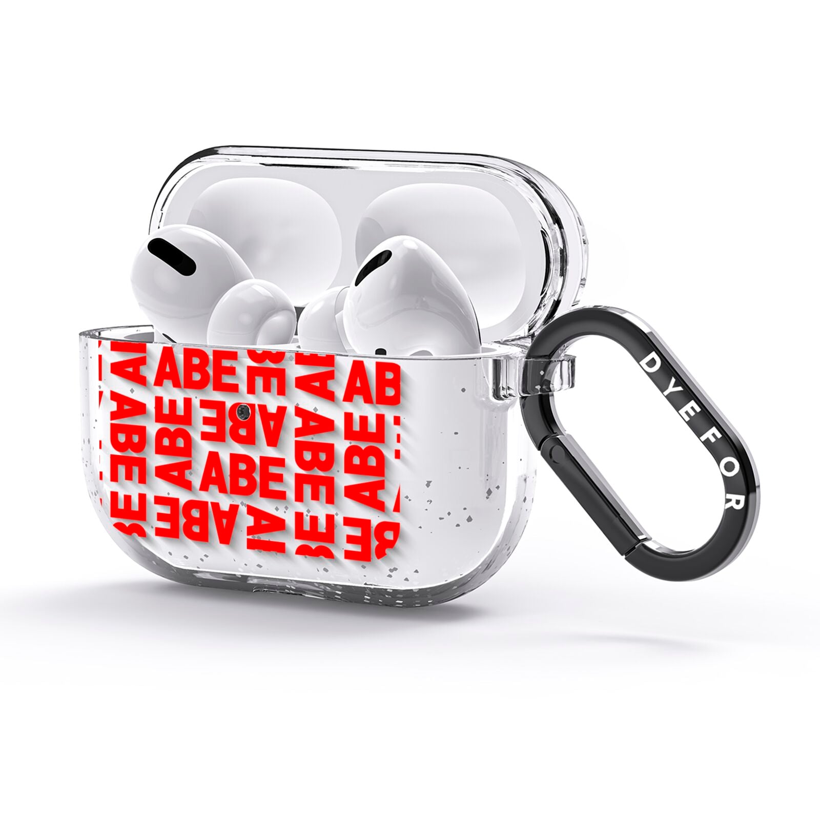 Block Red Custom Text AirPods Glitter Case 3rd Gen Side Image