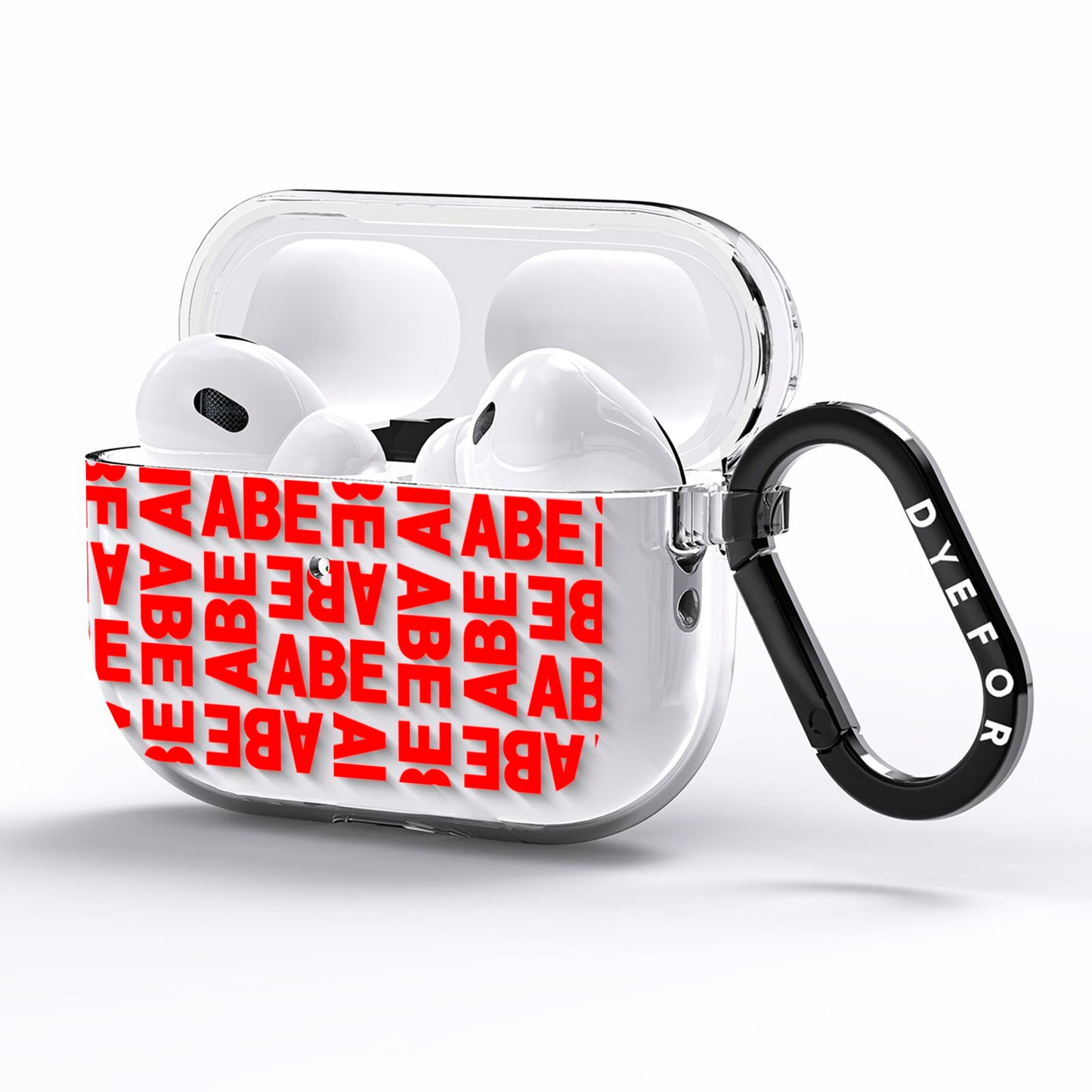 Block Red Custom Text AirPods Pro Clear Case Side Image