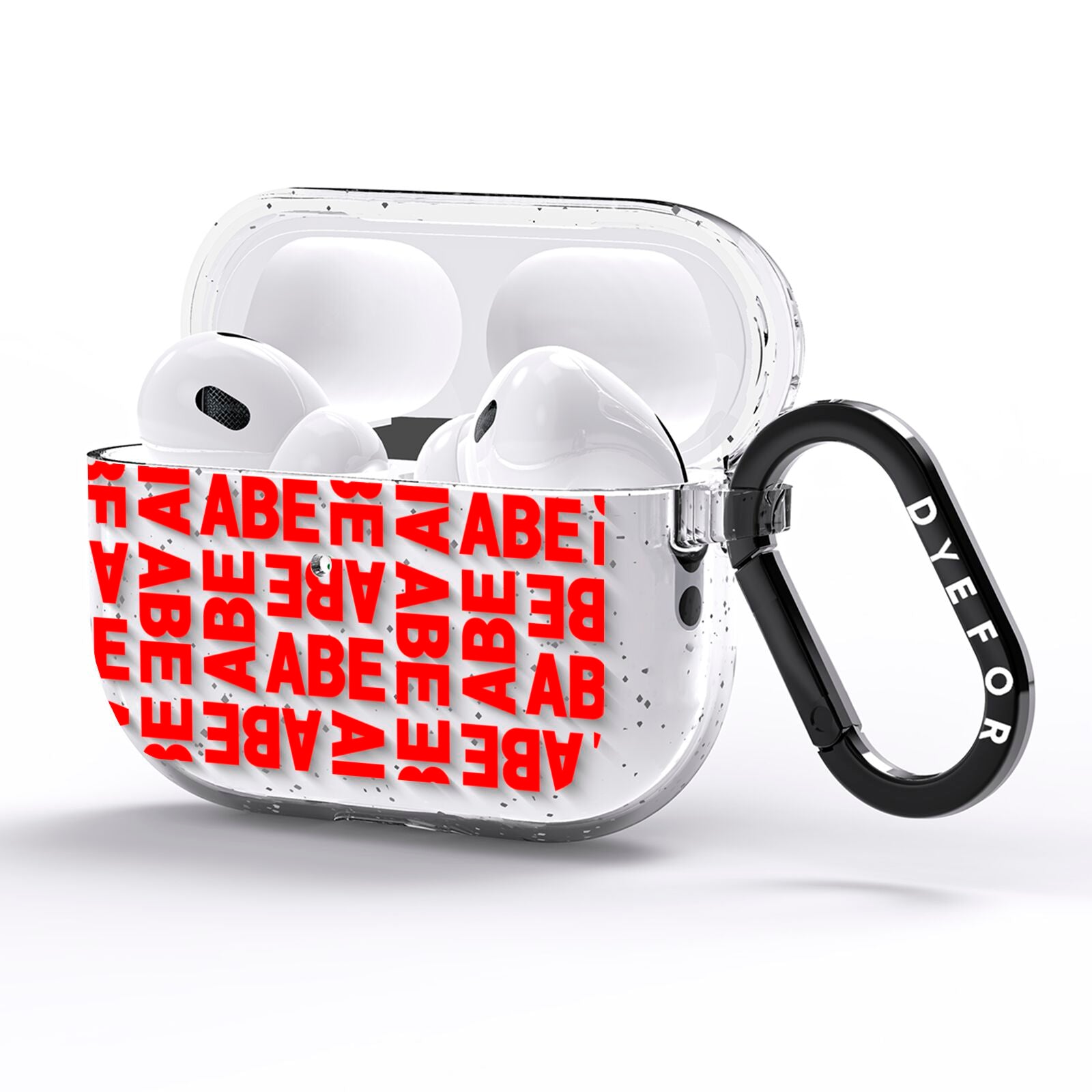 Block Red Custom Text AirPods Pro Glitter Case Side Image