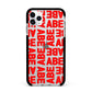 Block Red Custom Text Apple iPhone 11 Pro Max in Silver with Black Impact Case