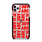 Block Red Custom Text Apple iPhone 11 Pro Max in Silver with Black Impact Case