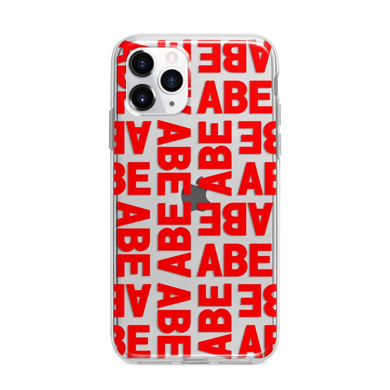 Block Red Custom Text Apple iPhone 11 Pro Max in Silver with Bumper Case
