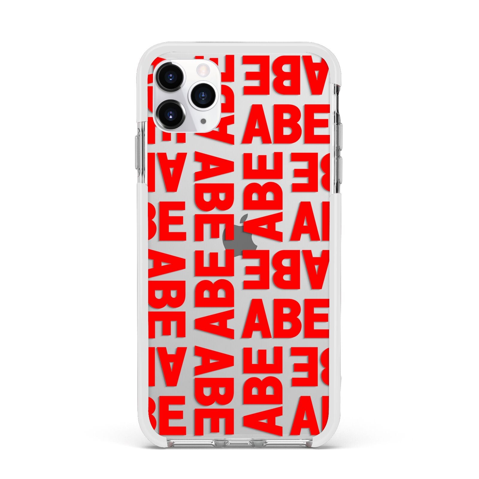 Block Red Custom Text Apple iPhone 11 Pro Max in Silver with White Impact Case