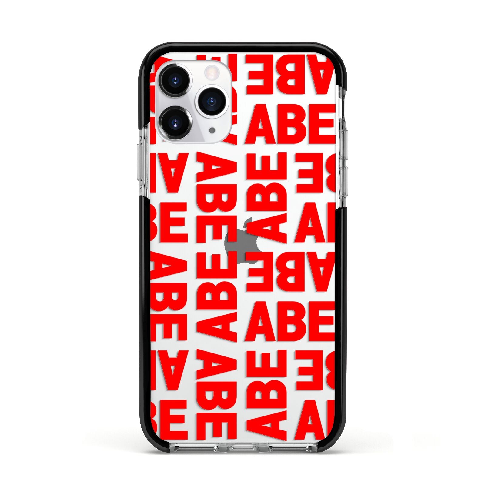 Block Red Custom Text Apple iPhone 11 Pro in Silver with Black Impact Case