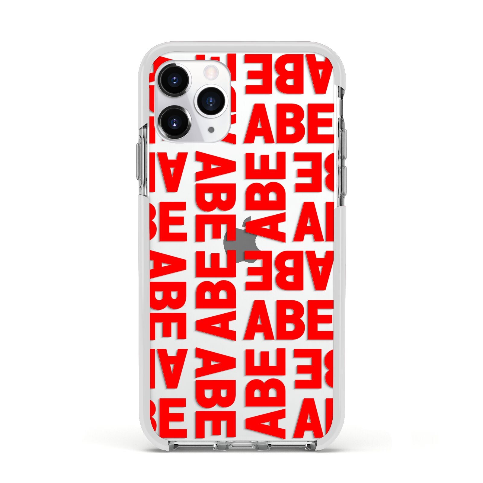Block Red Custom Text Apple iPhone 11 Pro in Silver with White Impact Case