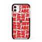 Block Red Custom Text Apple iPhone 11 in White with Black Impact Case