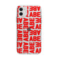 Block Red Custom Text Apple iPhone 11 in White with Bumper Case