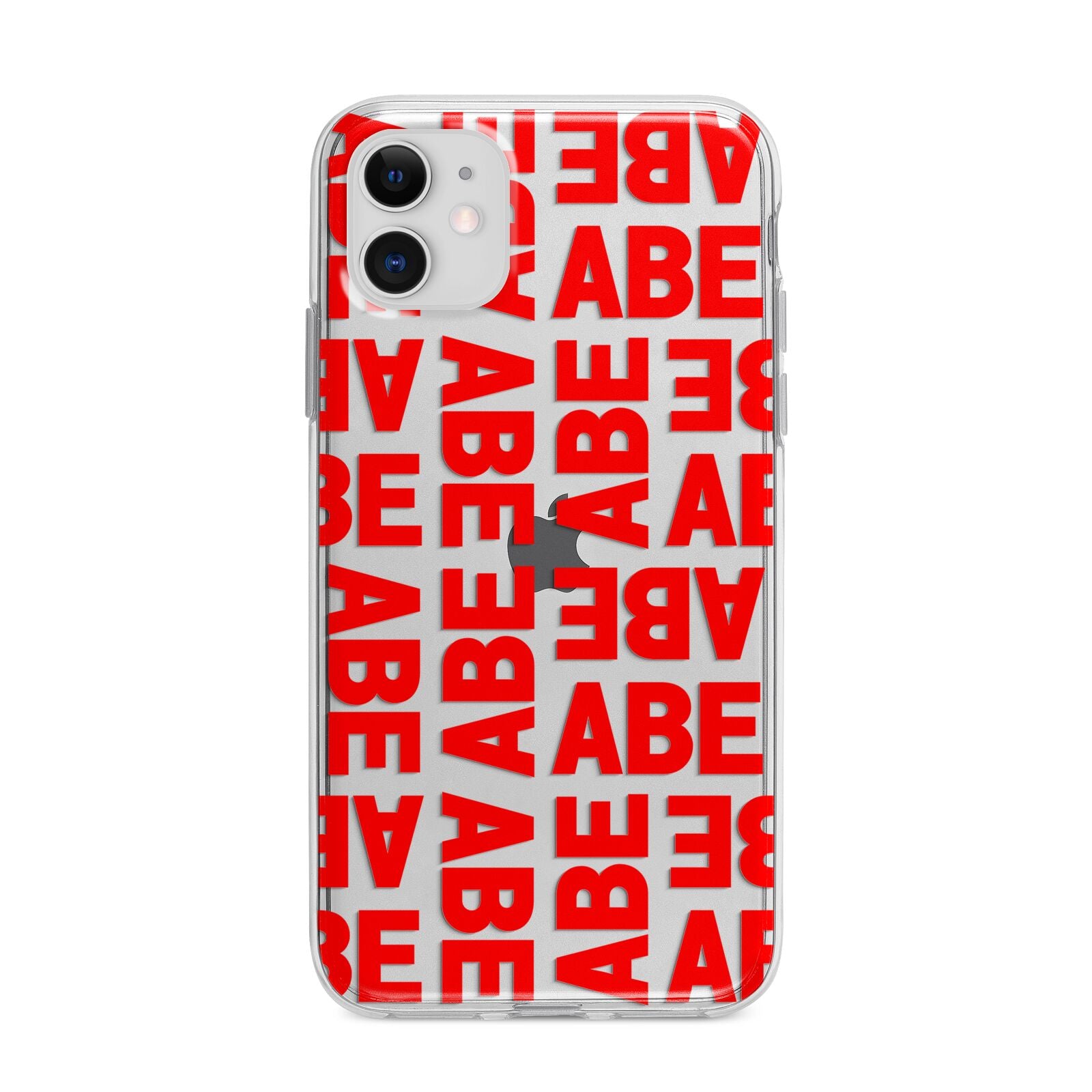 Block Red Custom Text Apple iPhone 11 in White with Bumper Case