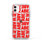 Block Red Custom Text Apple iPhone 11 in White with White Impact Case