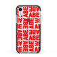 Block Red Custom Text Apple iPhone XR Impact Case Black Edge on Silver Phone